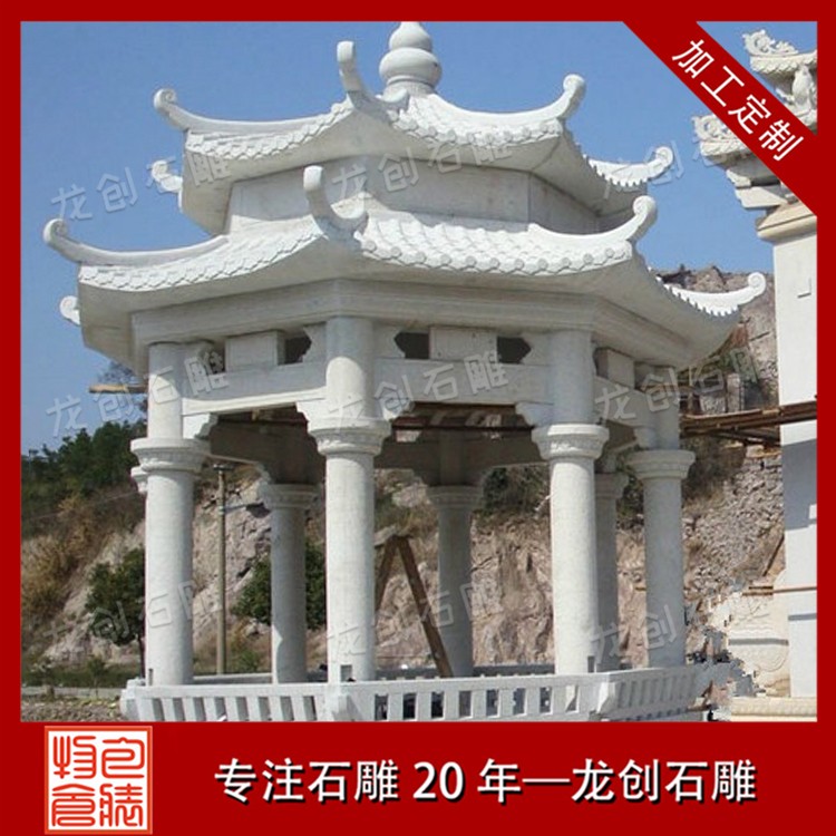 青石和花崗巖制作的中式石雕涼亭有什么不同？